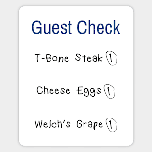 Guest Check T-bone Steak Cheese Eggs Welch’s Grape Magnet